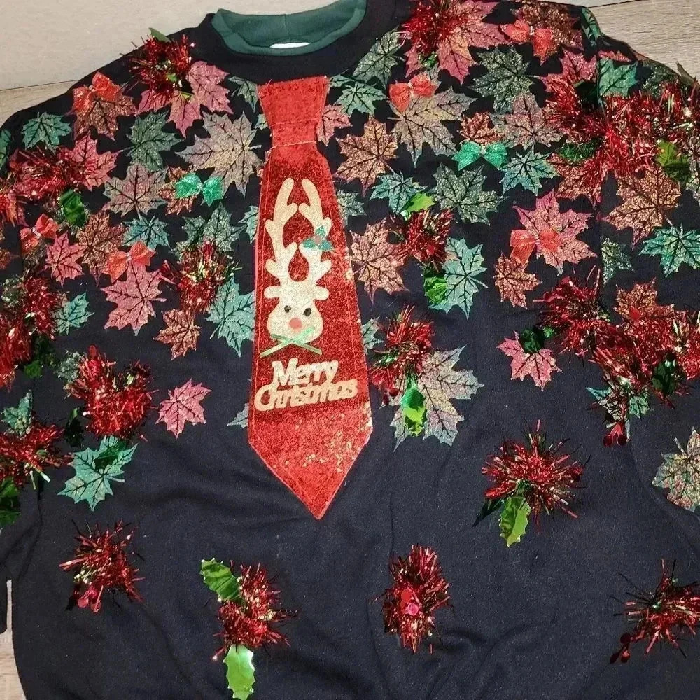 1 of a kind Custom Handmade Ugly Christmas Sweater Womens XL XXL or Men's L